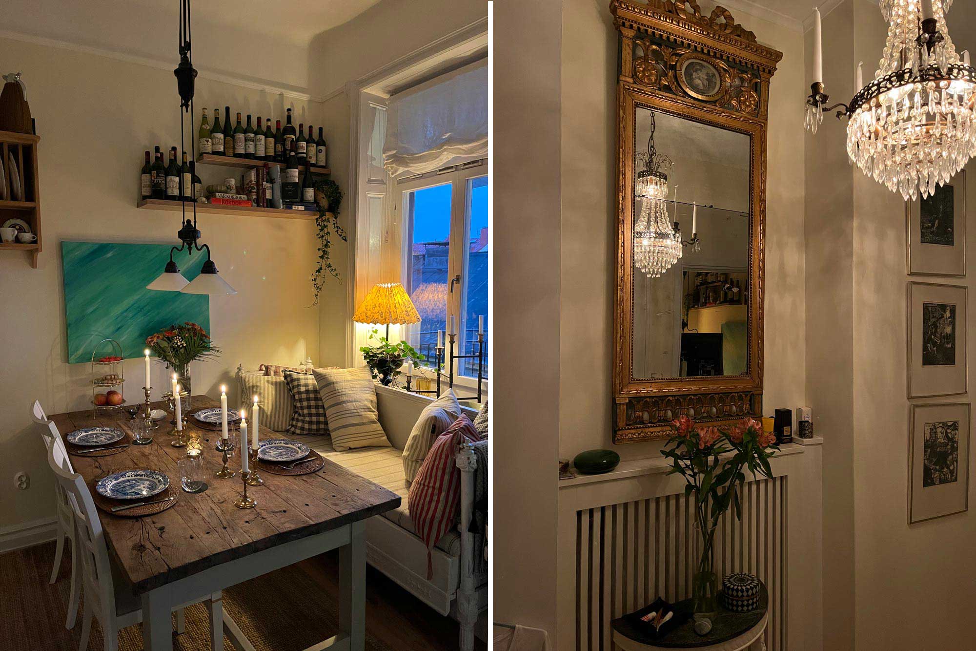 A living room and hall furnished