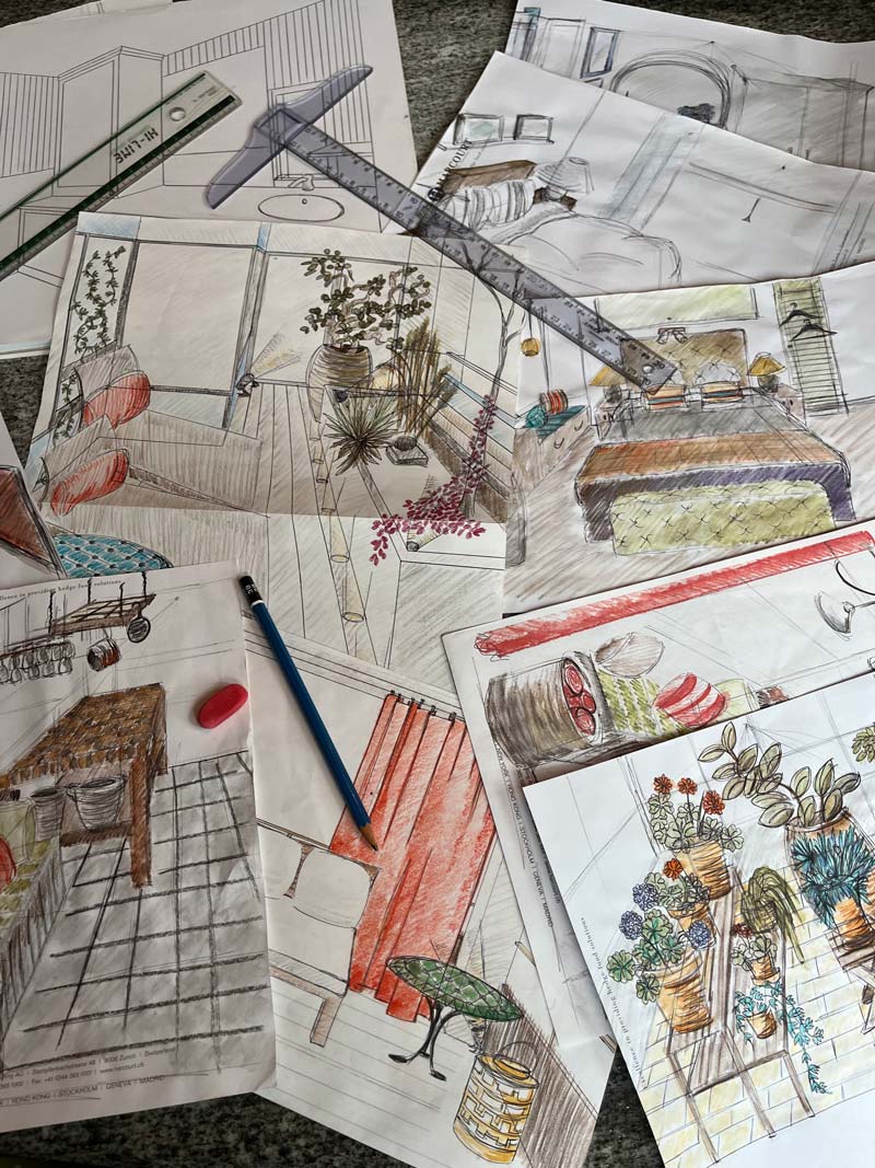 Sketching of interior design